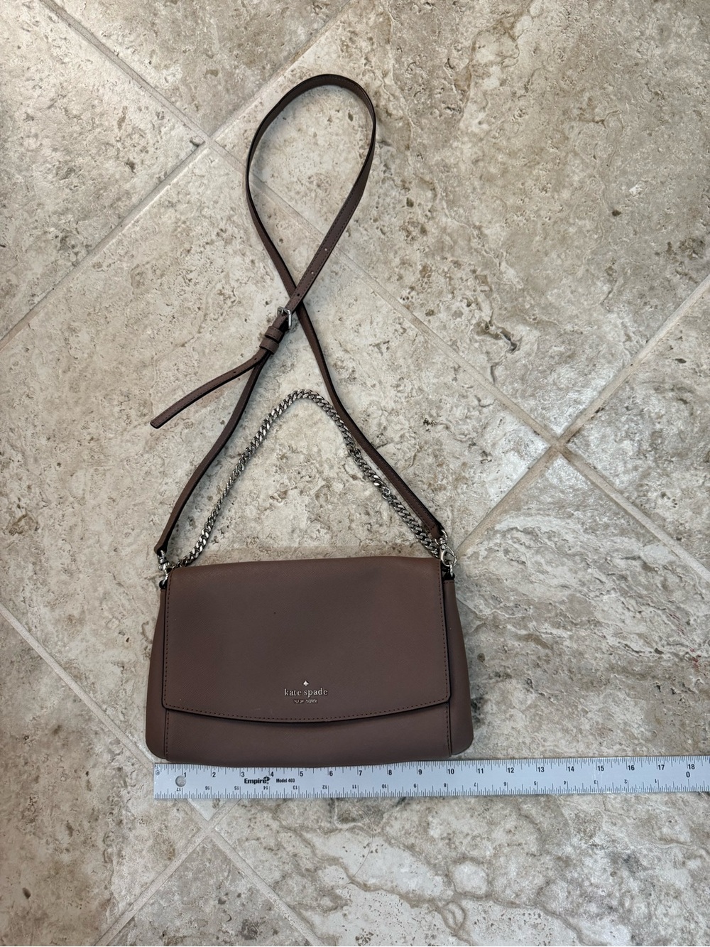 kate spade Taupe Saffiano Flap Crossbody - Picture 10 of 12